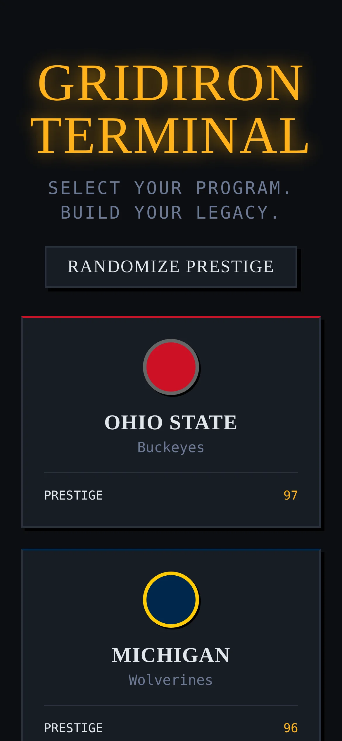 Big Ten Dynasty Sim screenshot